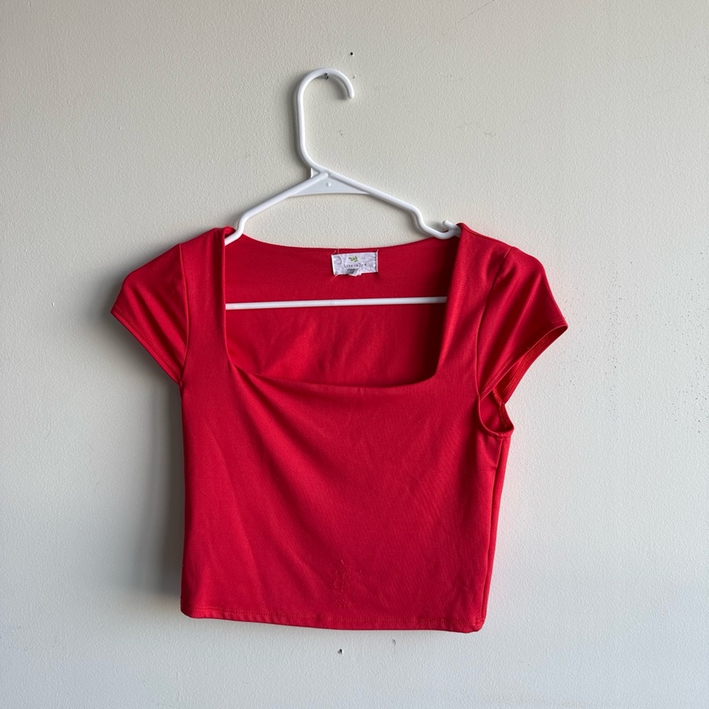 Red Square Neck Women's Top